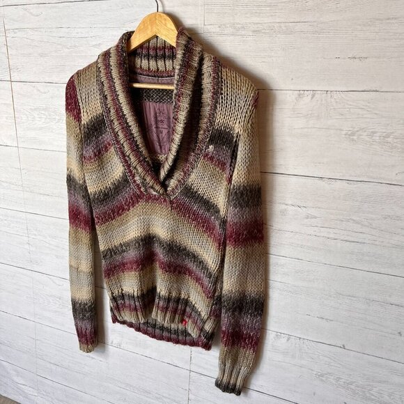 EDC by Esprit Sweater Womens Size M/8 Colorful Neutral Wool Blend Shawl Neckline - Picture 4 of 16